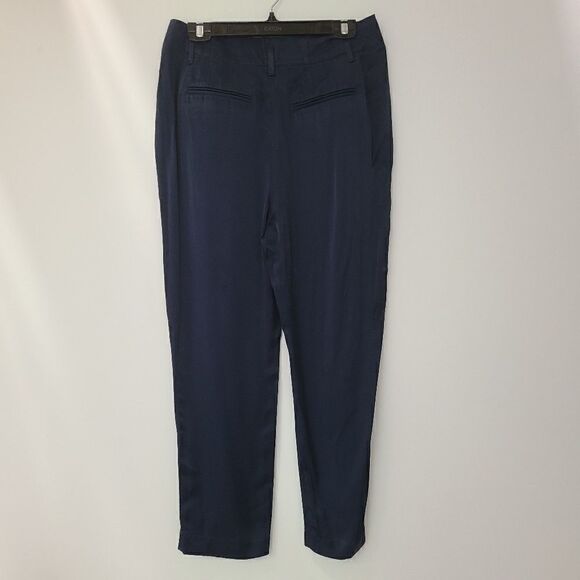 GAP Flowy Satin Ankle Pants – Navy, Size 8 - Picture 2 of 8